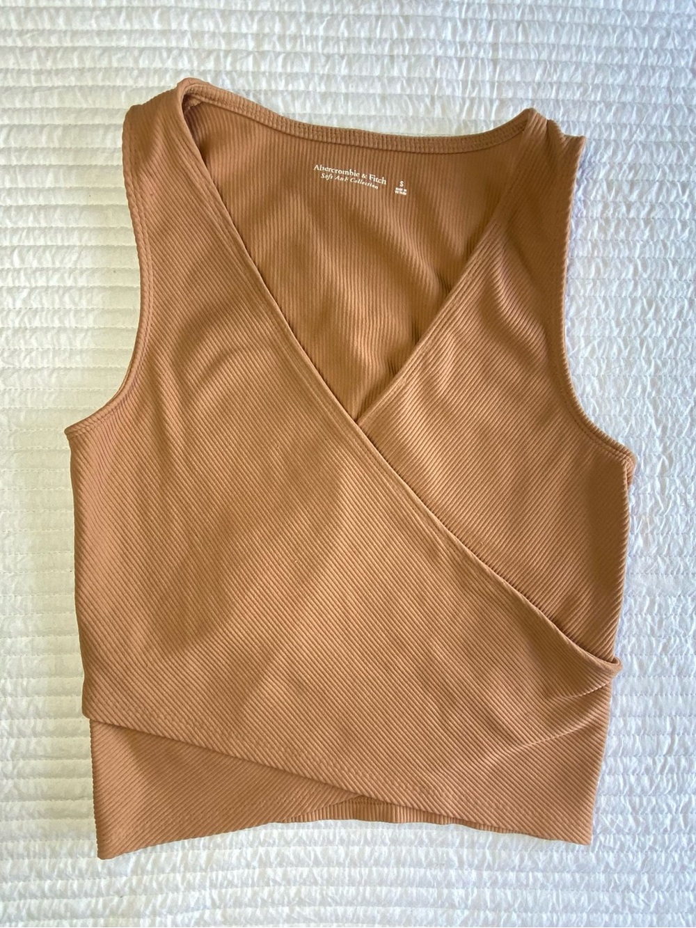 Abercrombie & Fitch Soft A&F Collection Ribbed Wrap Front Crop Tank - S
